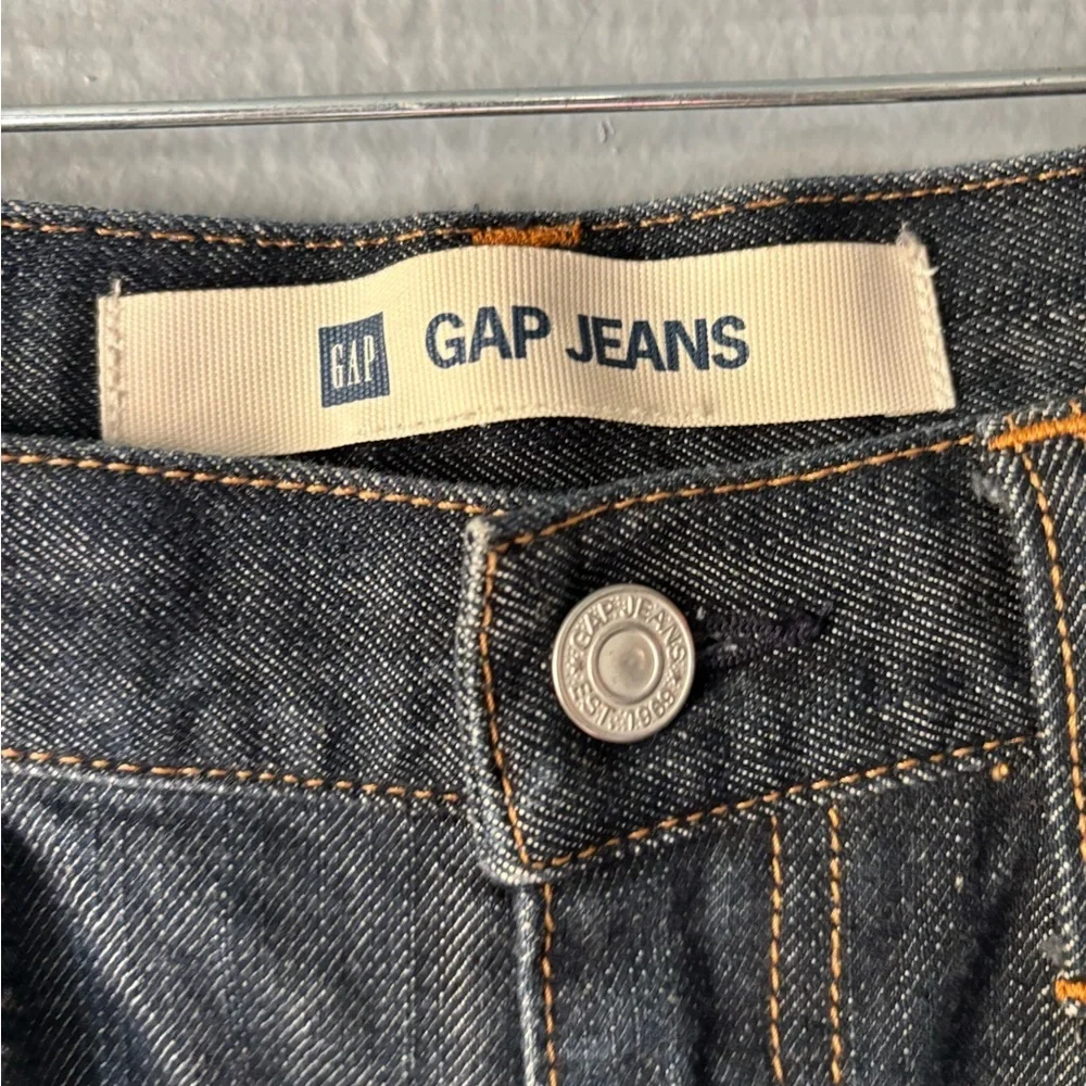 GAP Dark Wash Denim A-Line Skirt Cotton Mid Rise Classic Size 8